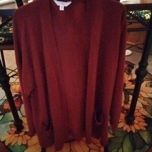 Time And True Burgundy Open Front Cardigan XXL